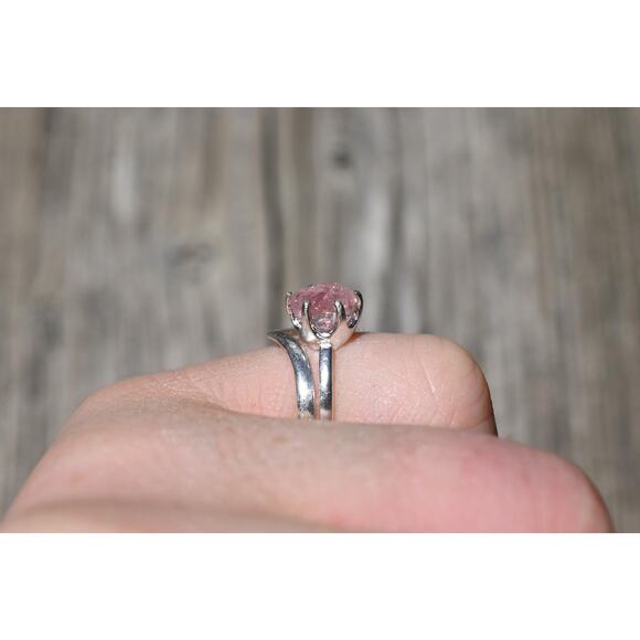 Pink tourmaline engagement ring set size 3 4 5 6 7 8 9 10 11 12 13 - Picture 4 of 8